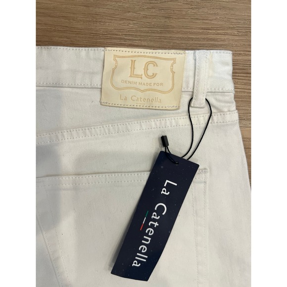 La Catenella Off-White Women's Jeans Straight Leg size 38W Coastal Summer Chic - Picture 2 of 6